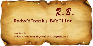 Radvánszky Bálint névjegykártya